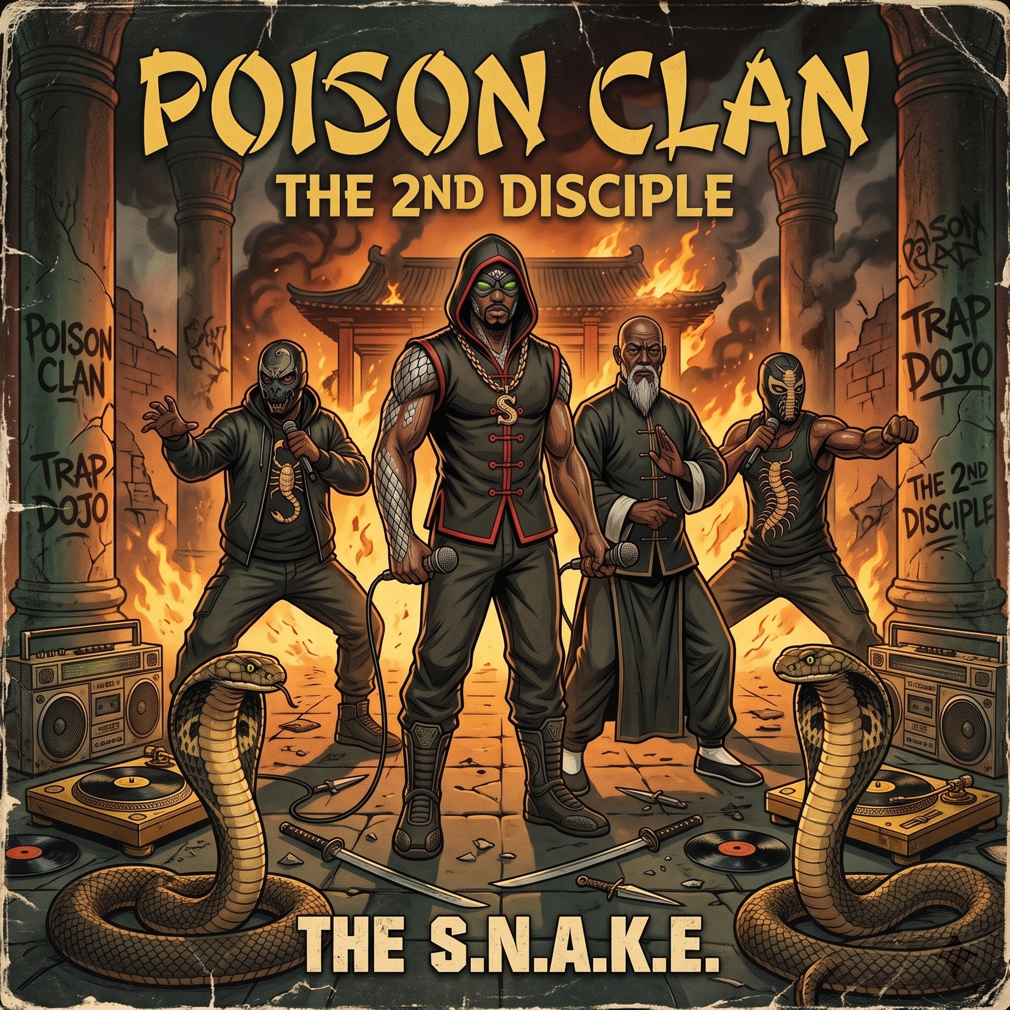 Track 11: Poison Clan Single Cover Art featuring the 5 Deadly Venoms alliance
