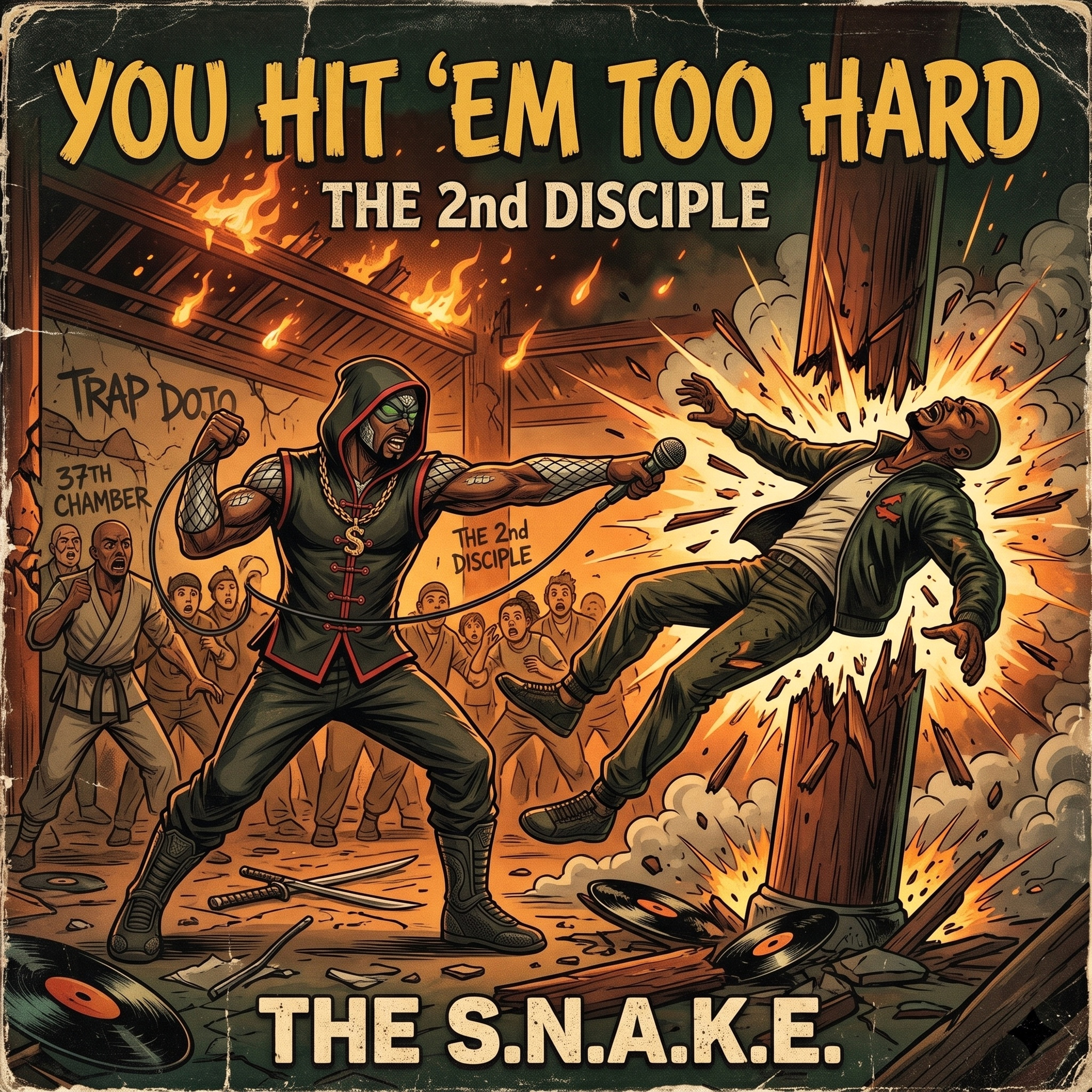 Track 13: You Hit Em Too Hard Single Cover Art featuring devastating impact strike